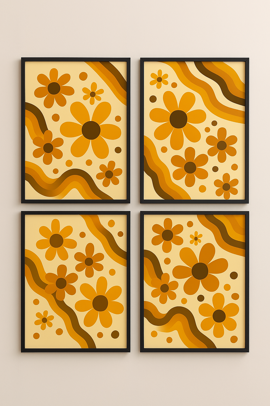 Bilder - 70 - talls retro. sett på 4 stk. PDF utskriftsbar.