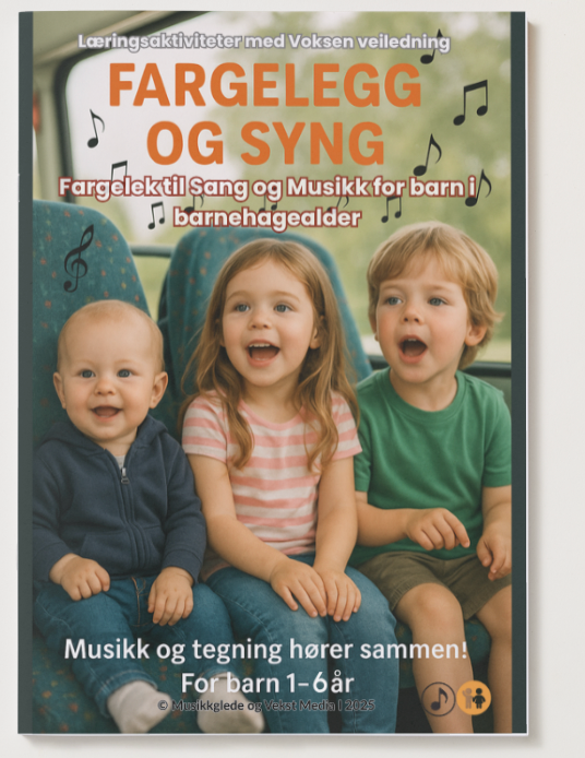 🇧🇻 Fargelegg og syng for barn 1 - 6 år! PDF Hefte - for utskrift og digital bruk!