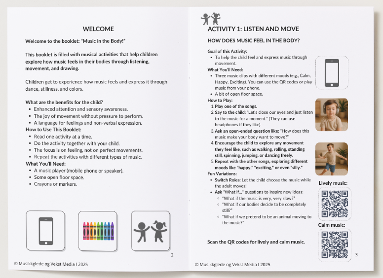 🇬🇧 “(Booklet – English edition)” "MUSIC IN THE BODY!" A creative music booklet. Learning activities with adult guidance for ages 4 - 8. PDF Booklet - for printing or digital use.