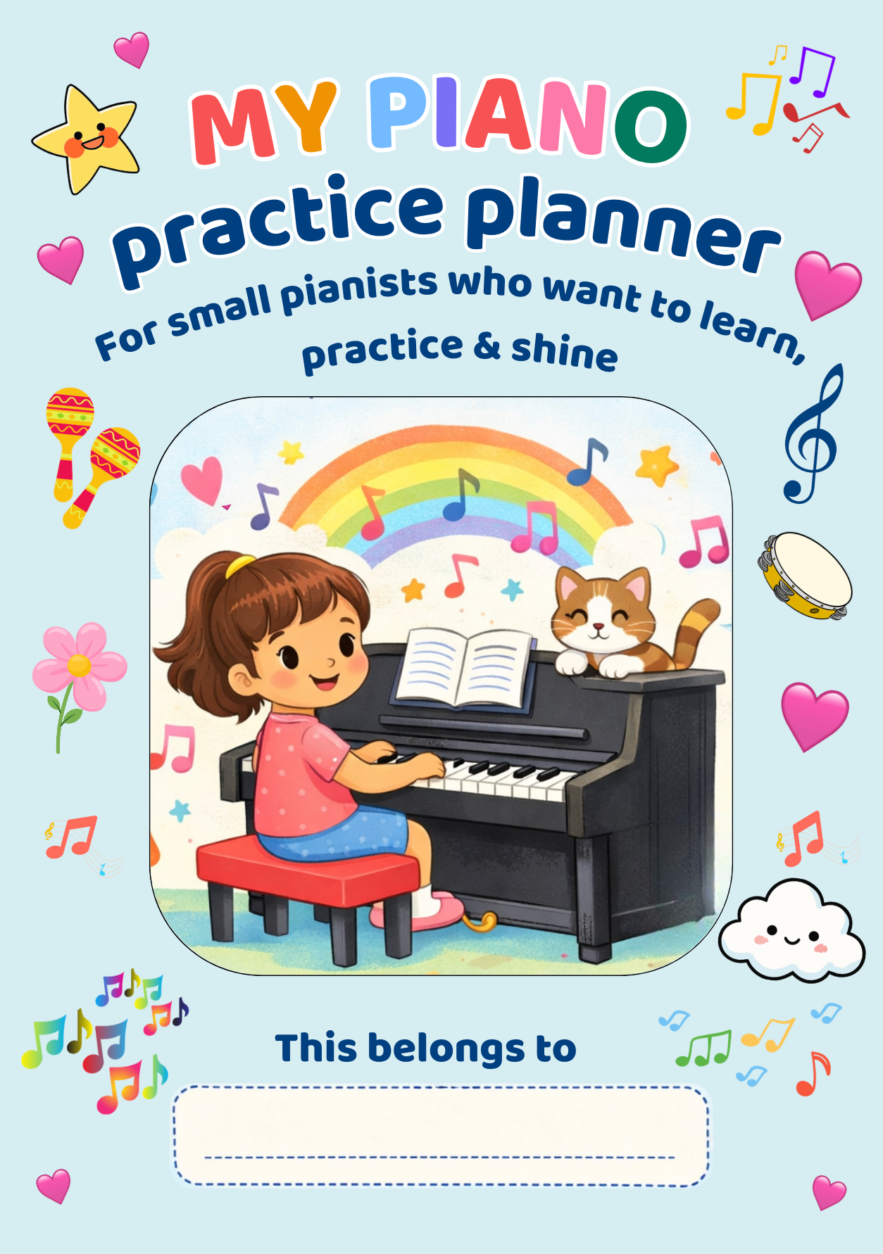 30-Day Piano Practice Challenge & Planner Bundle "English" PDF Print
