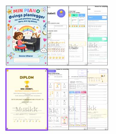 Piano Øvings Planlegger PDF for utskrift
