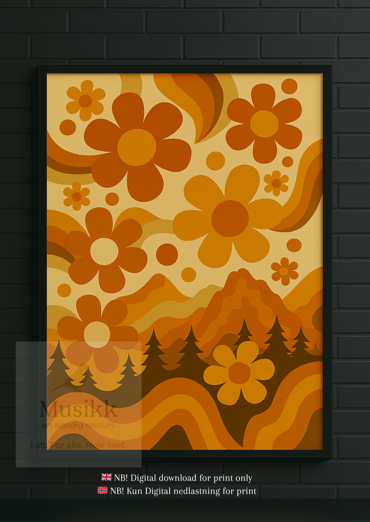 🇧🇻 Retro blomster plakater 1 "PDF" (For utskrift) / 🇬🇧 Retro bloom poster "PDF" (For printing)
