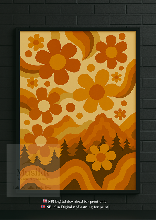 🇧🇻 Retro blomster plakater 1 "PDF" (For utskrift) / 🇬🇧 Retro bloom poster "PDF" (For printing)