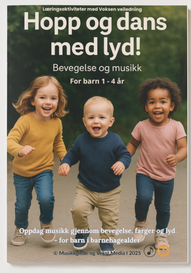 🇧🇻 Hopp og dans med Lyd! Læringshefte med voksen veiledning 1 - 4 år. PDF Hefte - for utskrift eller digital bruk.
