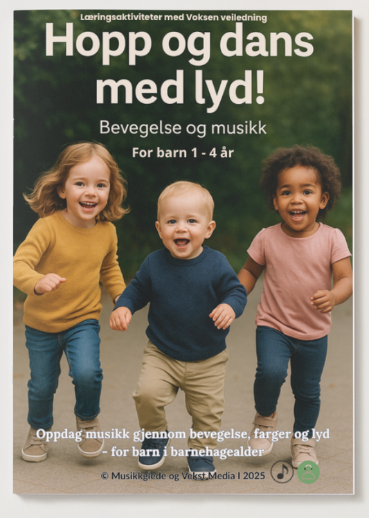 🇧🇻 Hopp og dans med Lyd! Læringshefte med voksen veiledning 1 - 4 år. PDF Hefte - for utskrift eller digital bruk.
