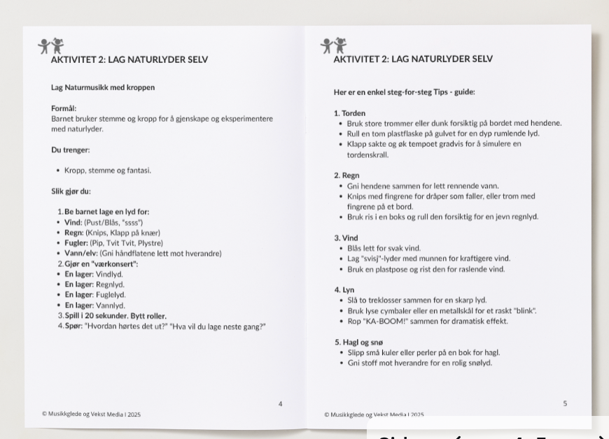 🇧🇻 Lyder i Naturen for barn 4 - 8 år! Læringsaktiviteter med voksen veiledning. PDF hefte - For utskrift eller digital bruk.