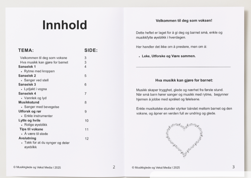 🇧🇻 Musikk for de aller minste 0 - 1 år.   "PDF hefte" - For utskrift og digital bruk.