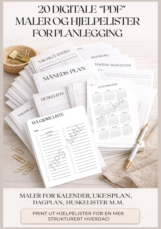 20 DIGITALE PDF-MALER FOR STRUKTUR I HVERDAGEN