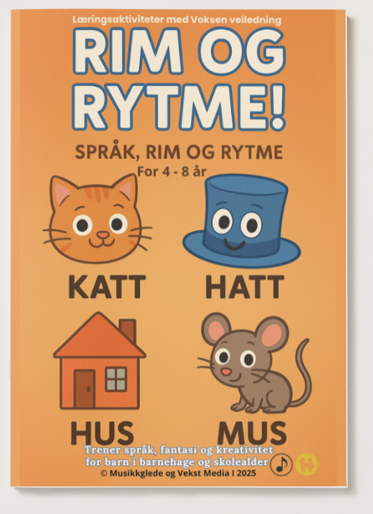 🇧🇻 Rim og Rytme - Læringshefte for barn med voksen veiledning 4 - 8 år! PDF Hefte - for utskrift og digital bruk.